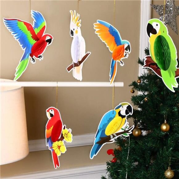 10 Pieces Tropical Birds Honeycomb Paper Cutouts, Parrot Honeycomb - Picture 4 of 7